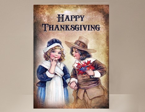 Thanksgiving cards Pilgrim Boy and Girl  |  Yesterday's Best