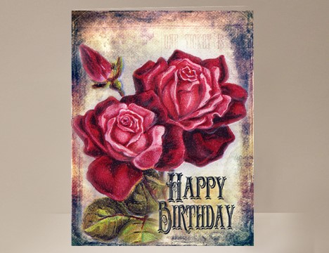 Vintage Red Rose Birthday Card  |  Yesterday's Best