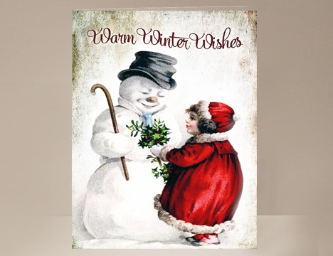 Warm Winter Wishes Snowman Christmas card |  Yesterday's Best