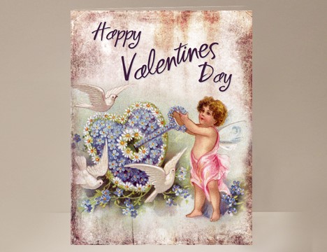 Valentines greeting Cards Angel with Key and Doves  |  Yesterday's Best
