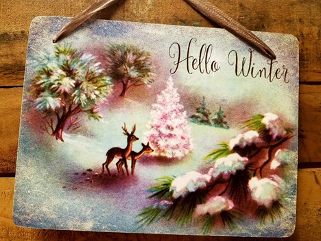 Hello Winter Christmas Sign Holiday decorations |  Yesterday's Best