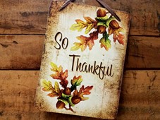 View So Thankful Leaves and Acorns Sign