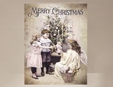 View Vintage Christmas Angel and Tree with Children