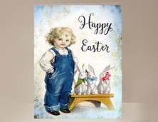 View Happy Easter Card Boy with Bunnies