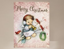 View Angel and Red Birds Christmas Card