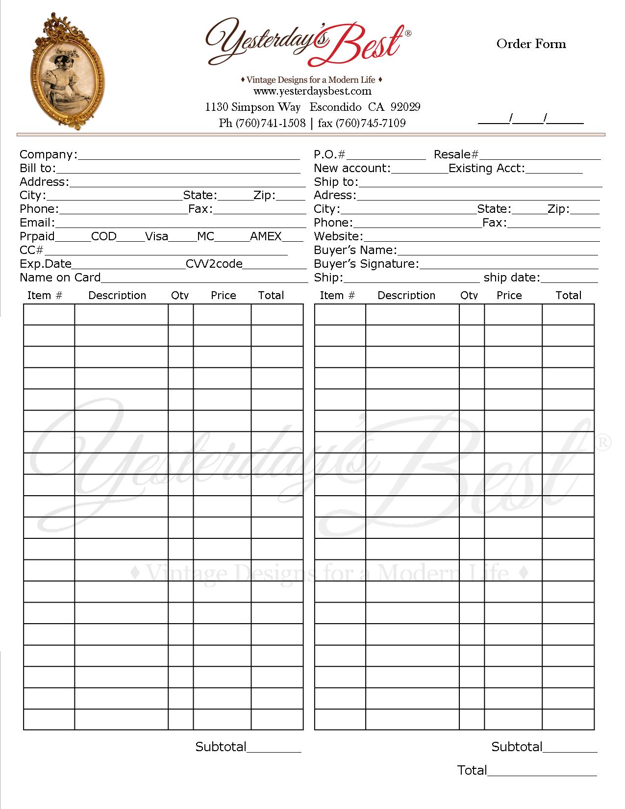 Wholesale Order Form