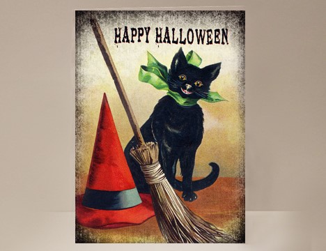 Black Cat Halloween Vintage Card Yesterday's Best
