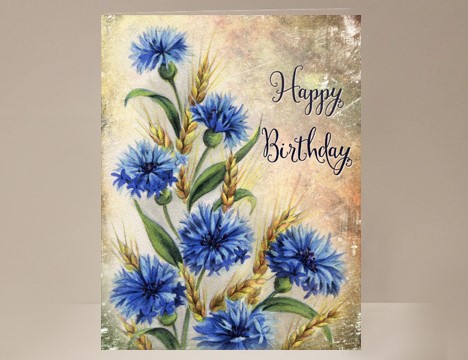 Bird and Cornflowers Birthday | Greeting Card Bird and Cornflowers Birthday | Greeting Card