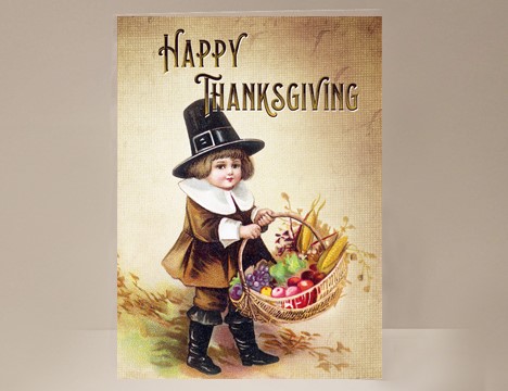 Pilgrim Boy Thanksgiving Card  |  Yesterday's Best