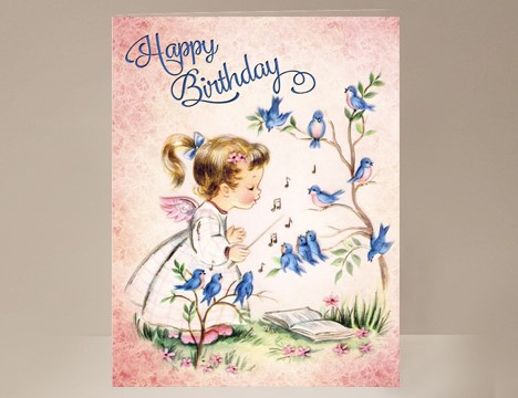 Little Girl Bluebird Birthday Card  |  Yesterday's Best