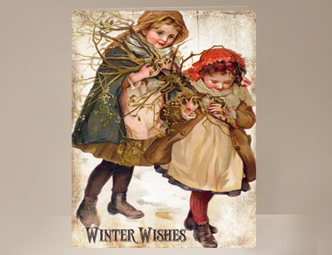 Winter Wishes Vintage Children card to mail  |  Yesterday's Best