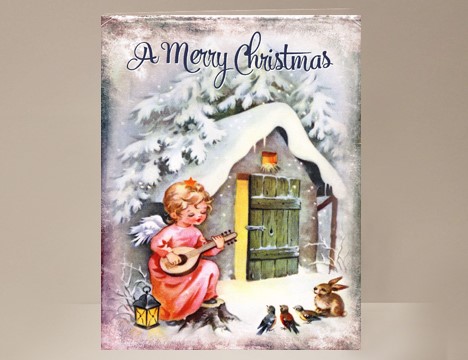 Angel sings to Animals Christmas card |  Yesterday's Best