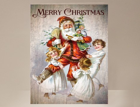 vintage card Christmas Santa with Children  |  Yesterday's Best