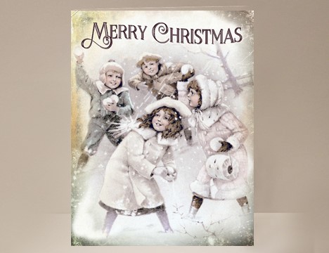 vintage holiday image Children Snowball Fight  |  Yesterday's Best