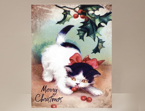 Christmas Kitty Cat Christmas card |  Yesterday's Best