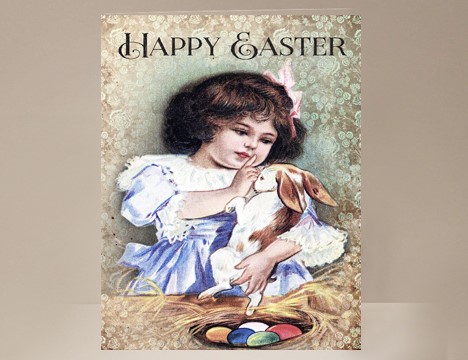 Girl loving Bunny springtime paper greeting cards |  Yesterday's Best