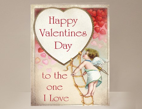 Valentine Card Happy Valentines Day with Cupid  |  Yesterday's Best