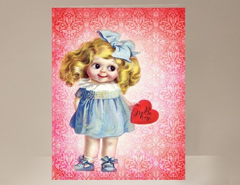 Girl brings Valentine Heart Valentines day Card  |  Yesterday's Best