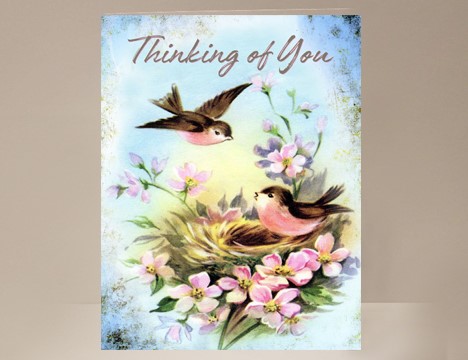 Thinking of You with Bird card blank inside |  Yesterday's Best