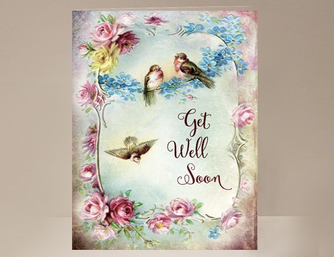 Get Well Soon greeting card with cheerful little birds |  Yesterday's Best
