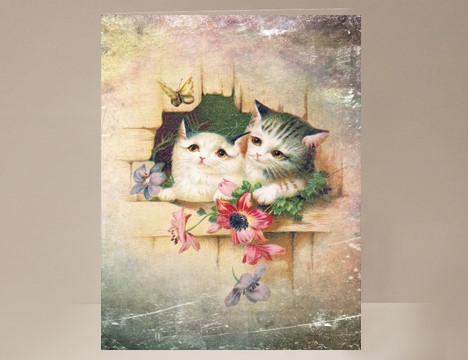 Cat and Butterfly blank greeting card  |  Yesterday's Best