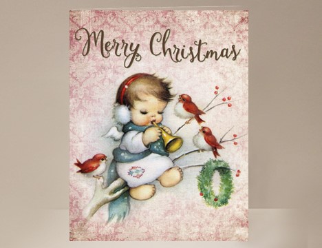 Angel and Red Birds Christmas Card to mail  |  Yesterday's Best