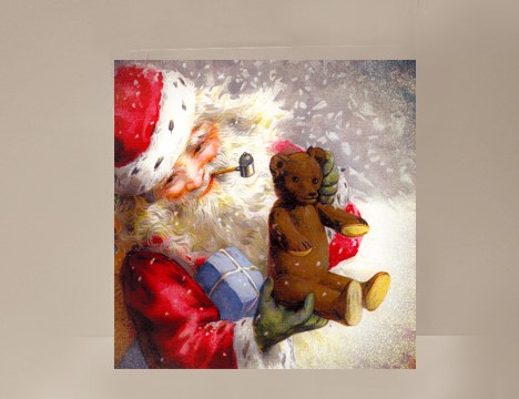 Santa with Teddy bear Mini Card|  Yesterday's Best