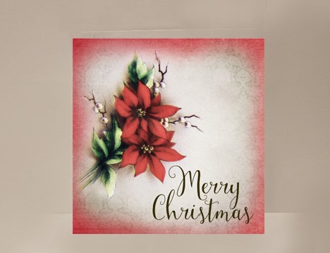 Merry Christmas Poinsettia Mini Card|  Yesterday's Best