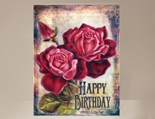 View Vintage Red Rose Birthday Card
