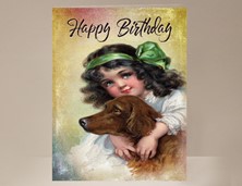 View Girl and Dog Birthday Card