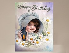 View Girl and Daisy Birthday Card