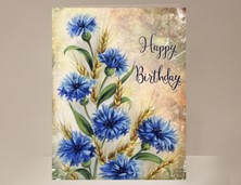 View Blue Flowers Birthday Card